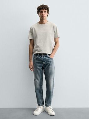 Zara Men's Straight Jeans in Faded Blue